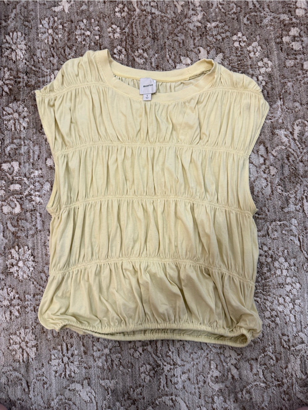 Maeve Strapless Smocked Top in Butter Yellow - NWOT